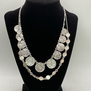 NWT Lucky Brand Reversible Double Strand Silver Toned Necklace